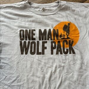 One Man Wolf Pack Graphic Tee - Gray and Orange